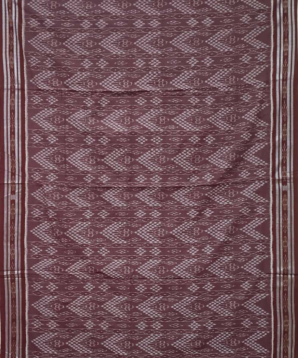 Mahogany brown handwoven cotton ikat nuapatna saree