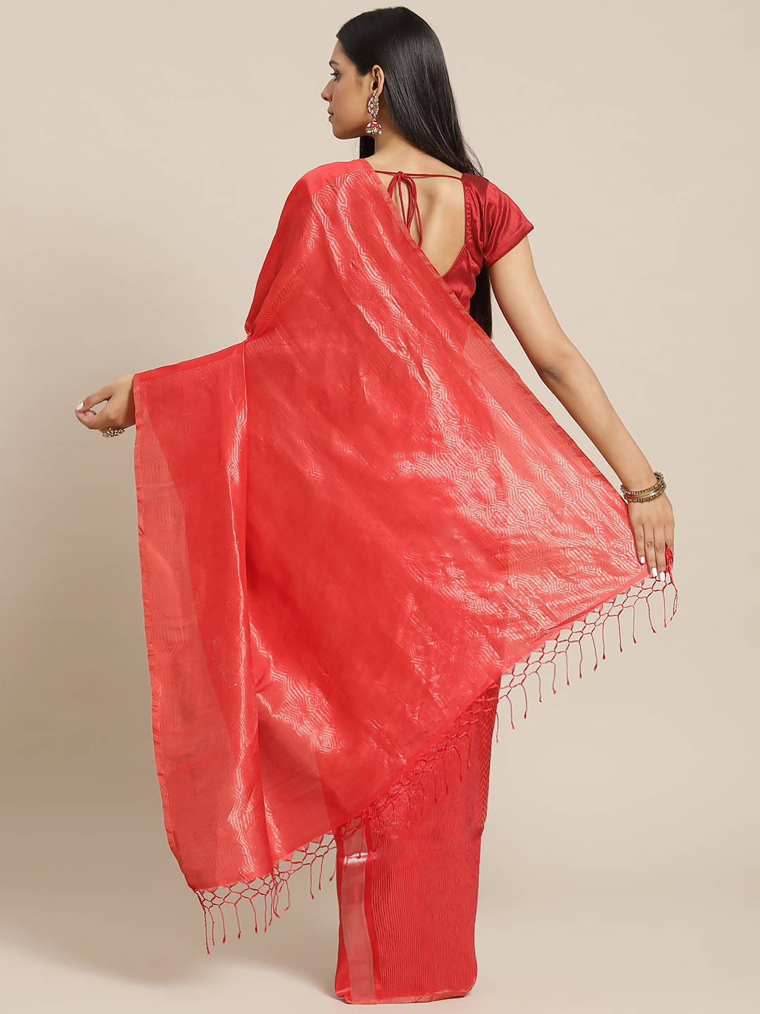 Biswa bangla handwoven red zari silk saree