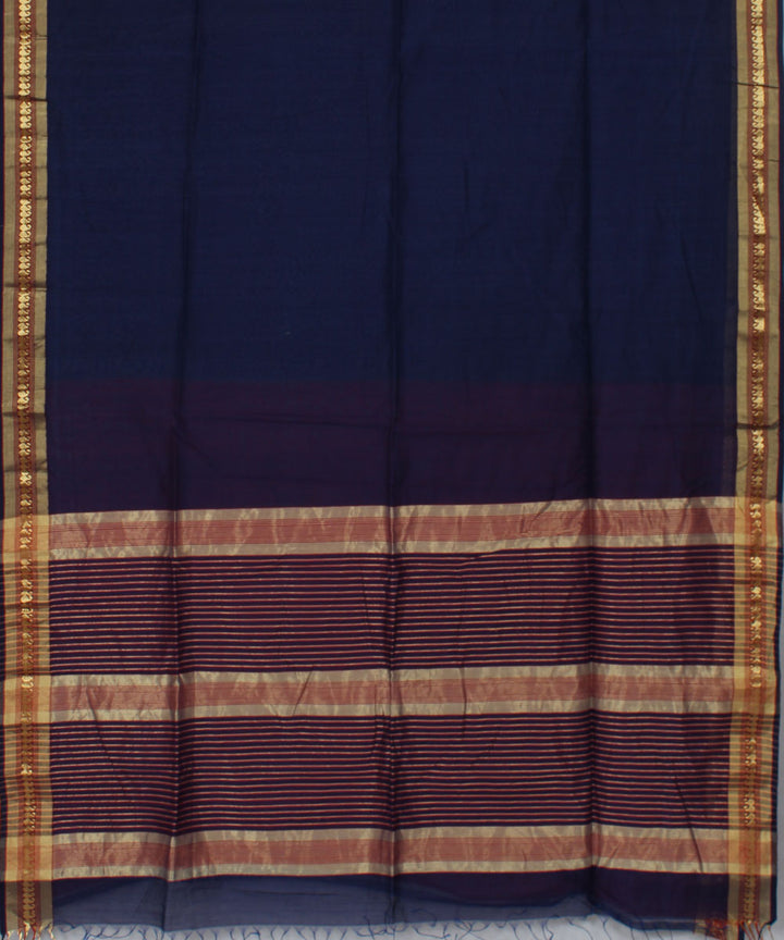 Maheshwari Handwoven Dark Blue Sico Saree