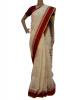 Khadi Nation Handwoven White And Red Cotton Saree (KHADI-SA- 12)