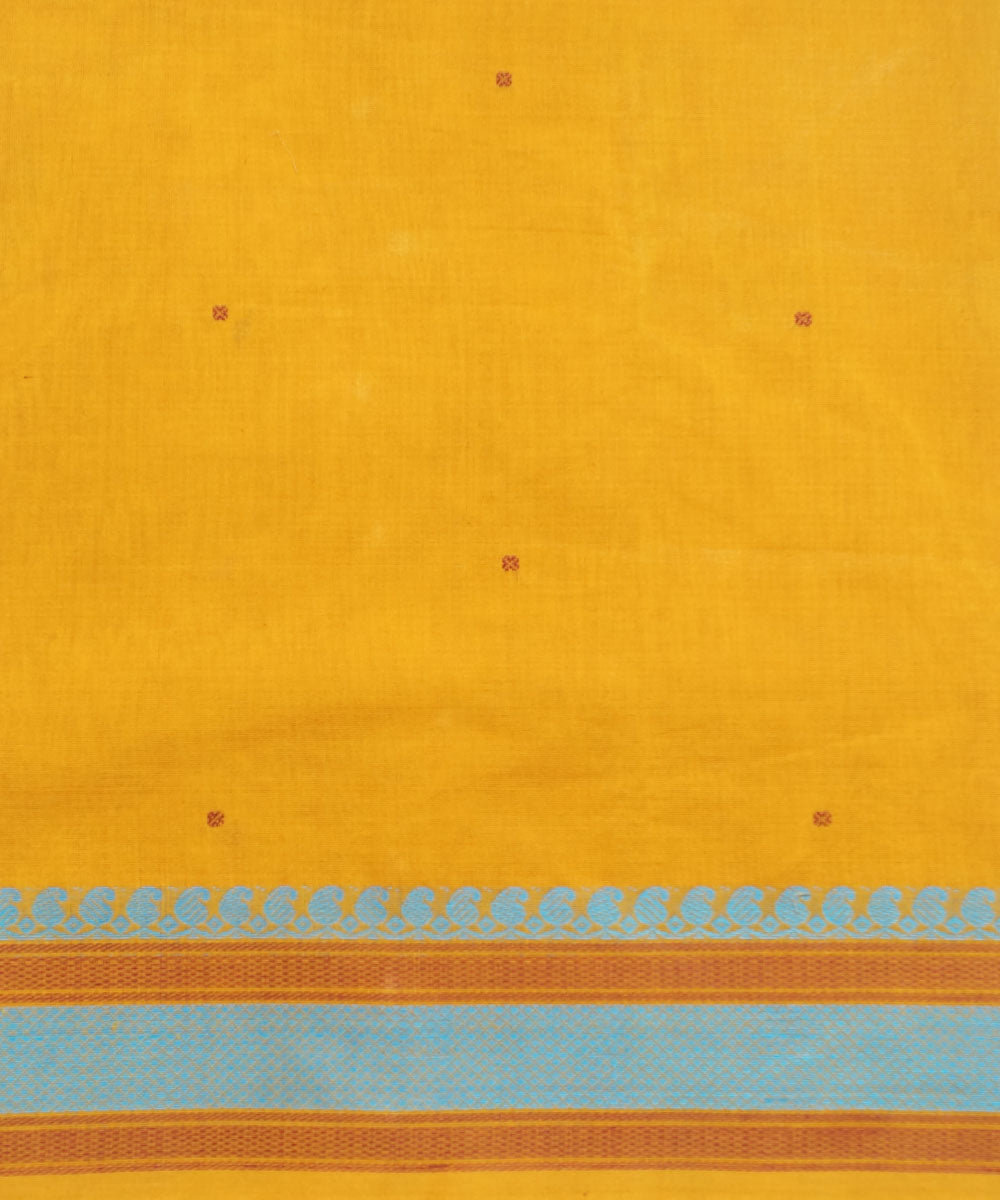 Yellow Orange Handwoven Dindigul Cotton Saree