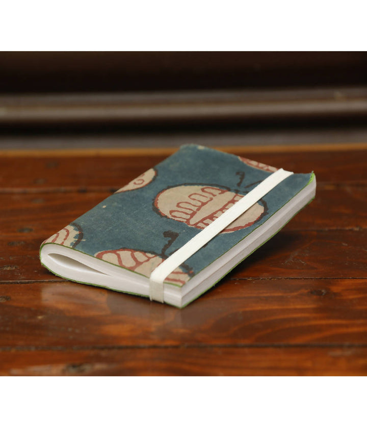 Green vegetable dye motifs cloth cover mini elastic diary