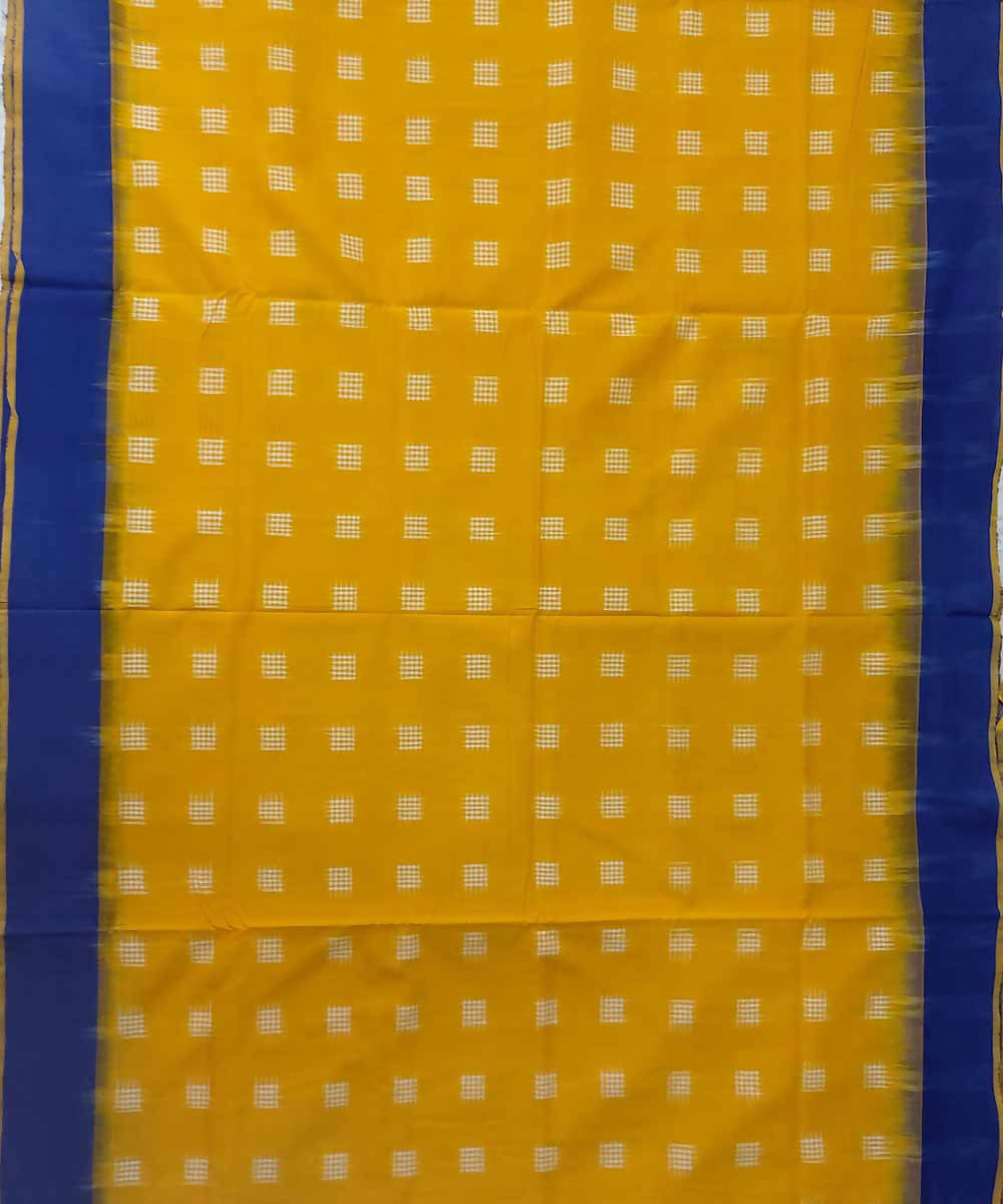 Amber yellow handloom cotton ikat pochampally saree
