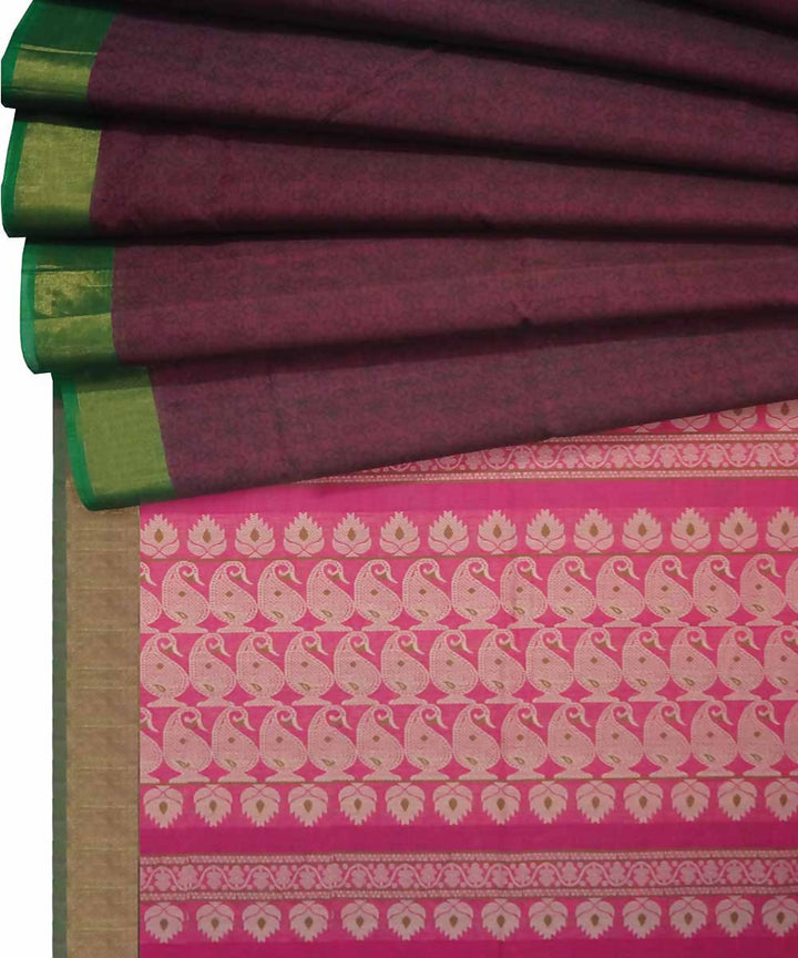 Dark maroon handwoven paramakudi cotton saree