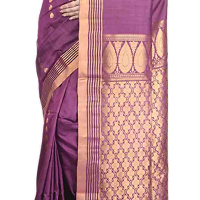 Purple handloom tussar silk saree