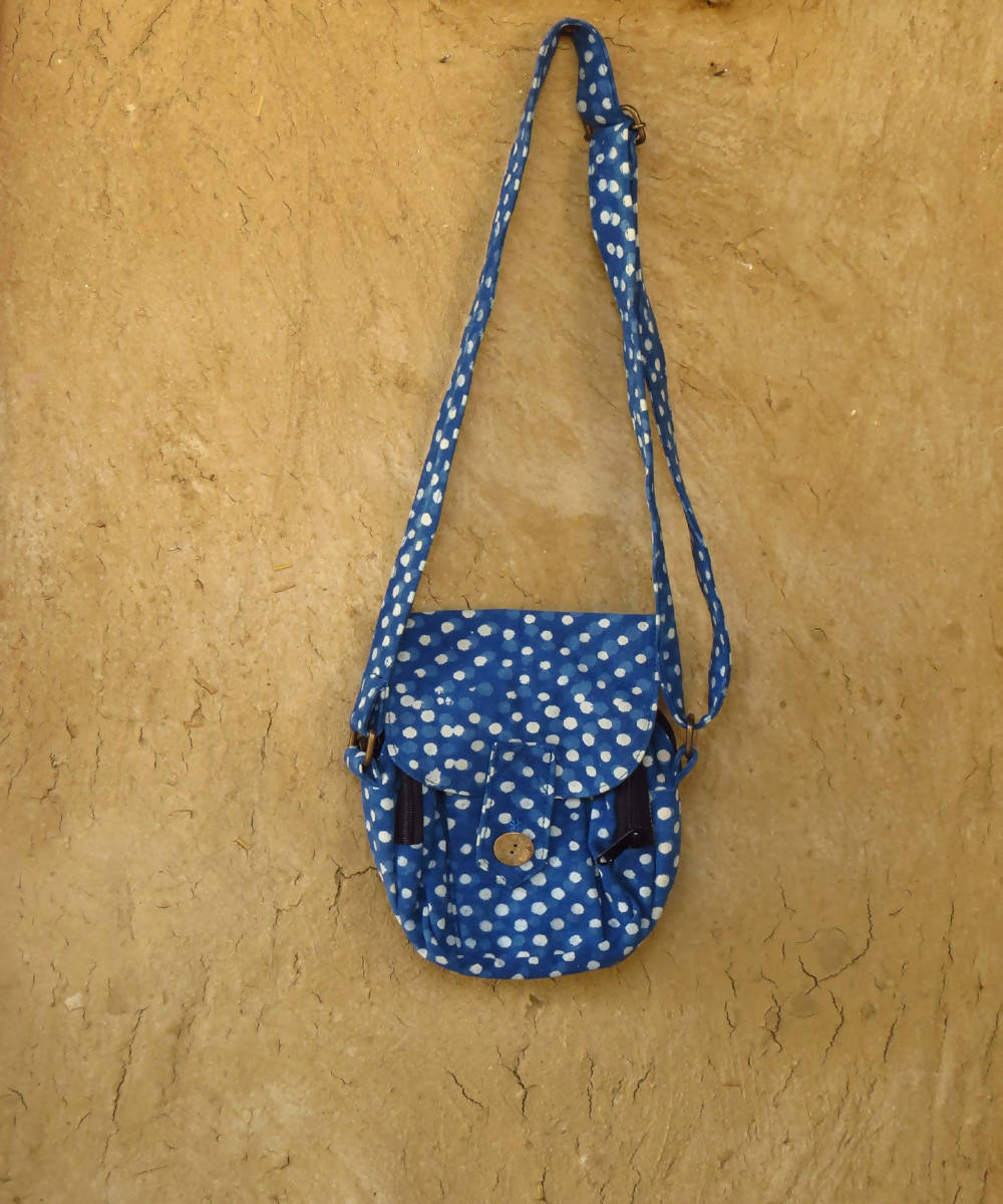 Blue cotton canvas and cotton cloth camera bag