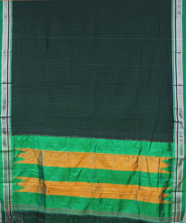 black green checks handwoven chikki paras border ilkal saree