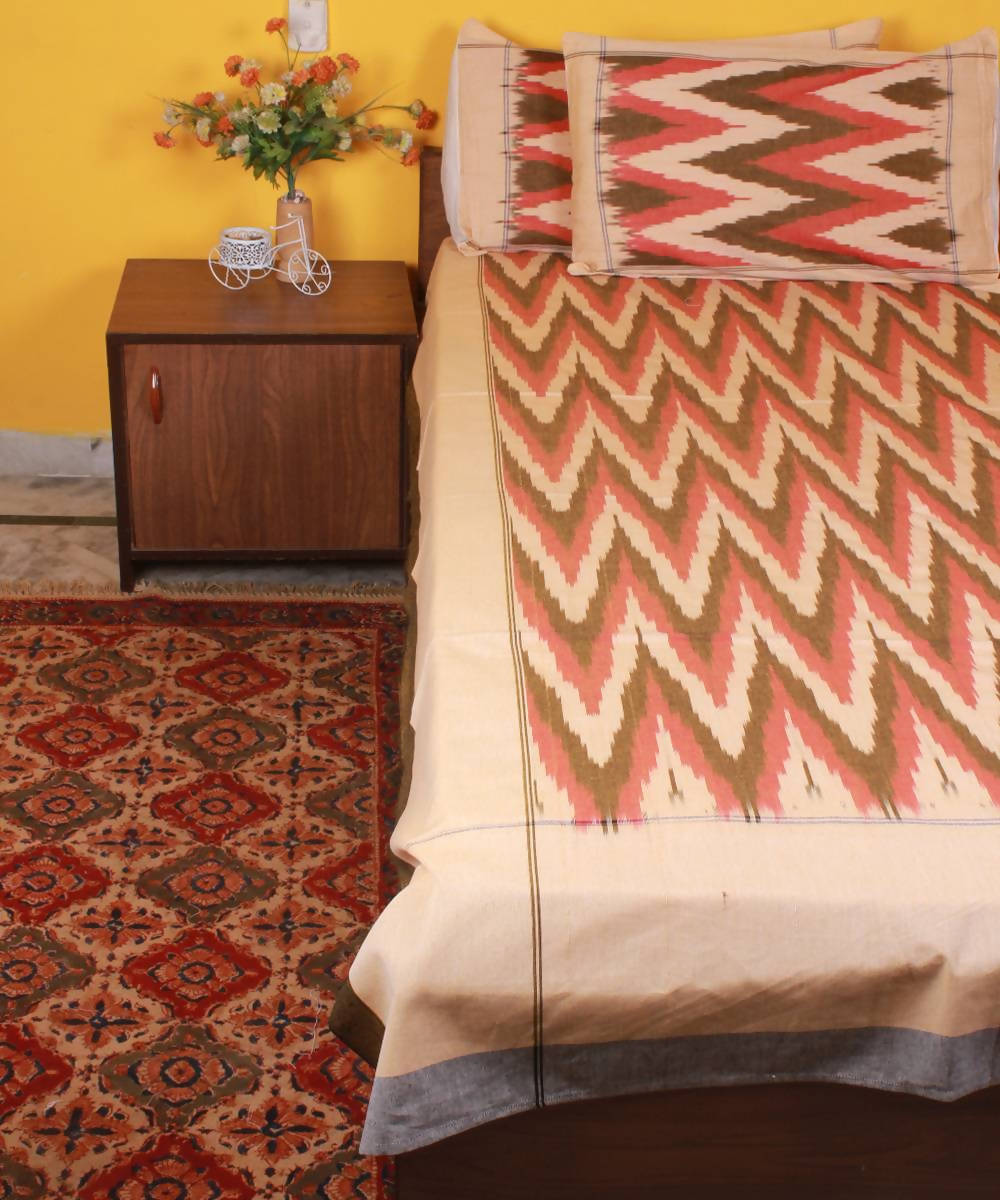 Zig Zag Handloom Ikkat Bedsheet
