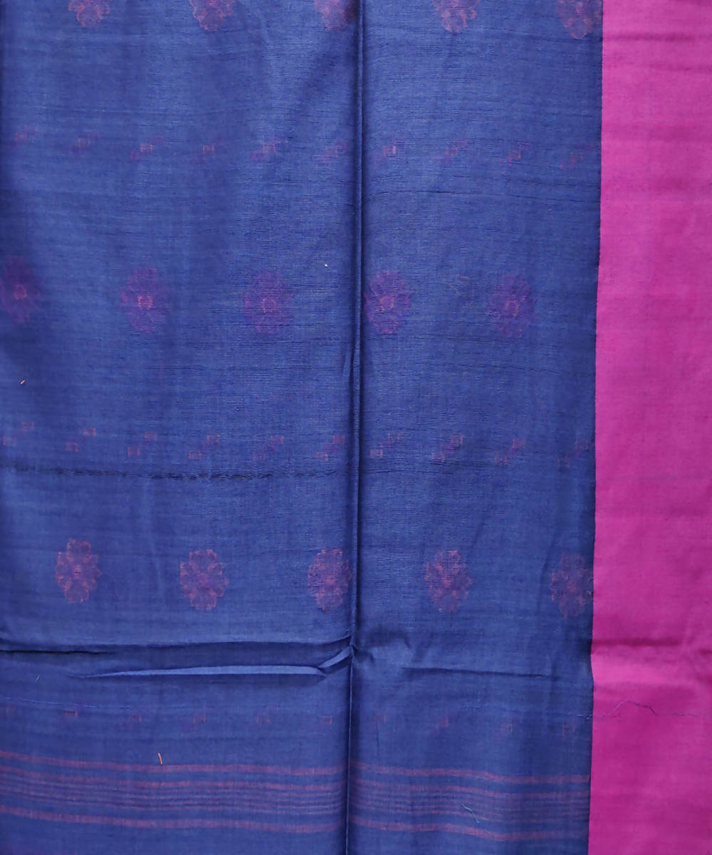 Navy blue handwoven cotton saree