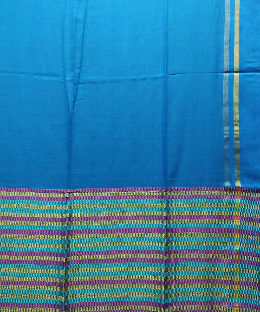 Dark blue handloom handspun cotton saree