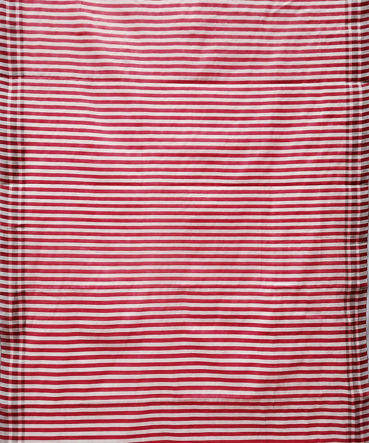 Red white handwoven extra weft cotton silk saree