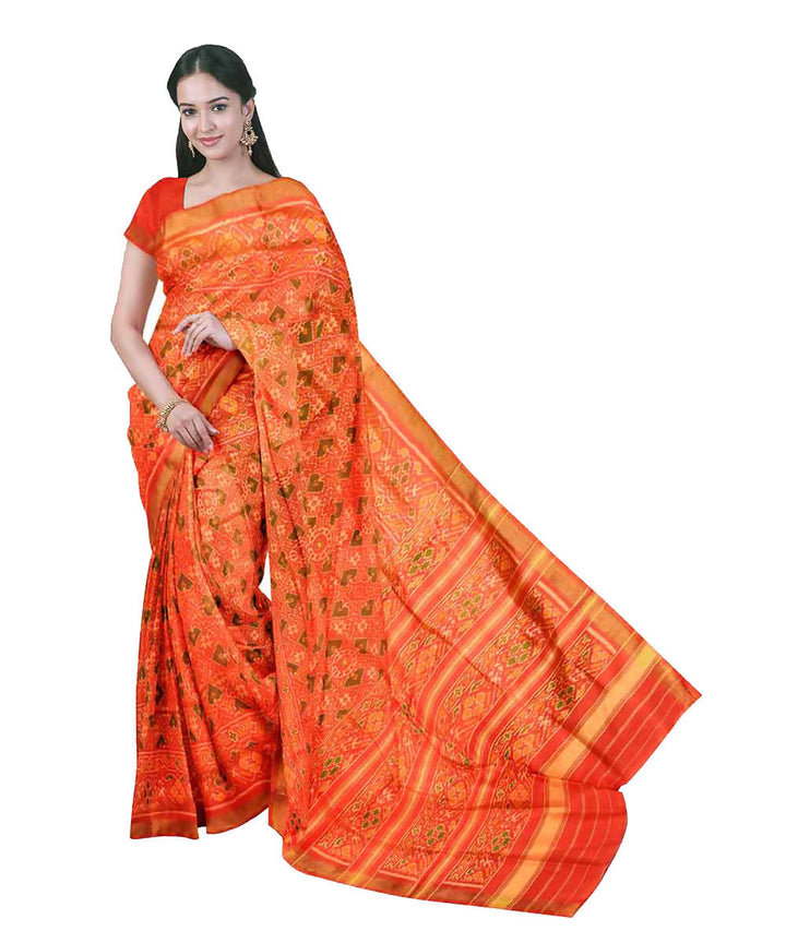 Orange handloom patola silk saree