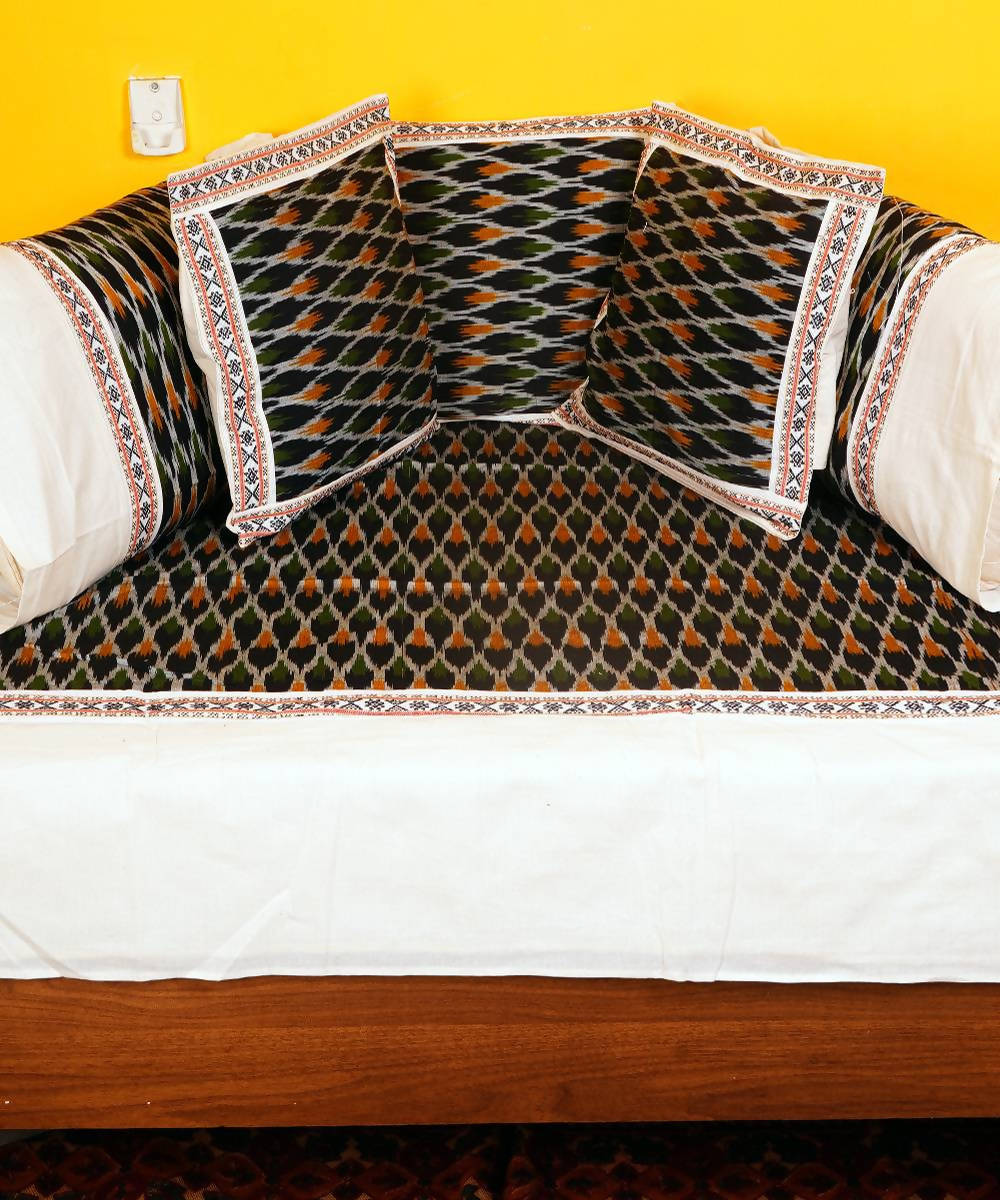 Handloom Multicolor Ikkat Cotton Diwan Set