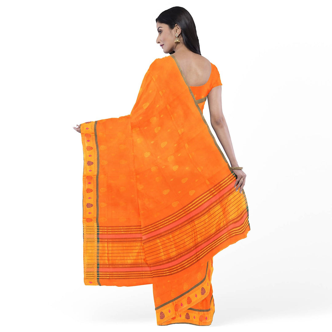Orange handloom cotton venkatagiri saree
