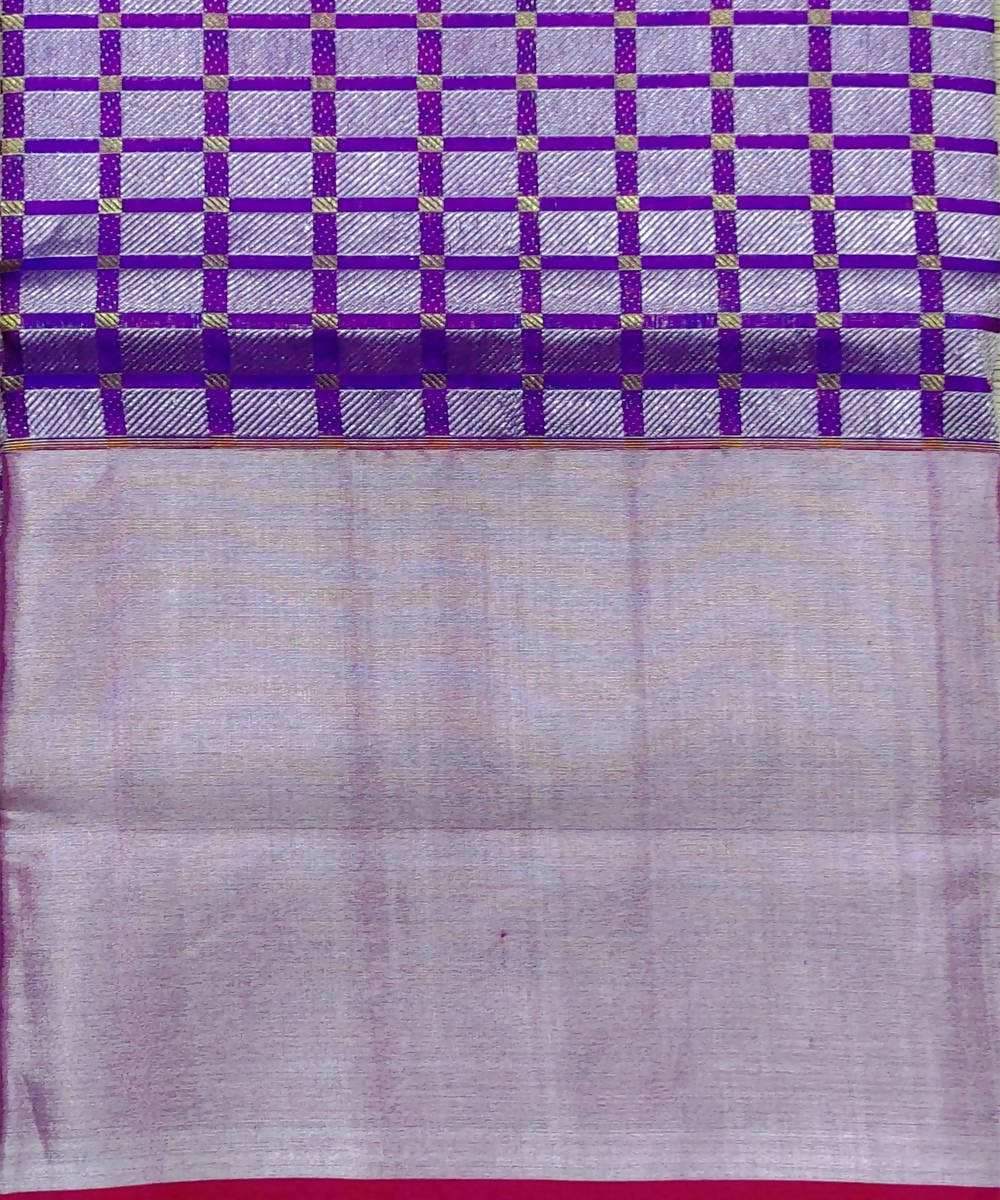 Violet Checks Handwoven Silk Venkatagiri Saree