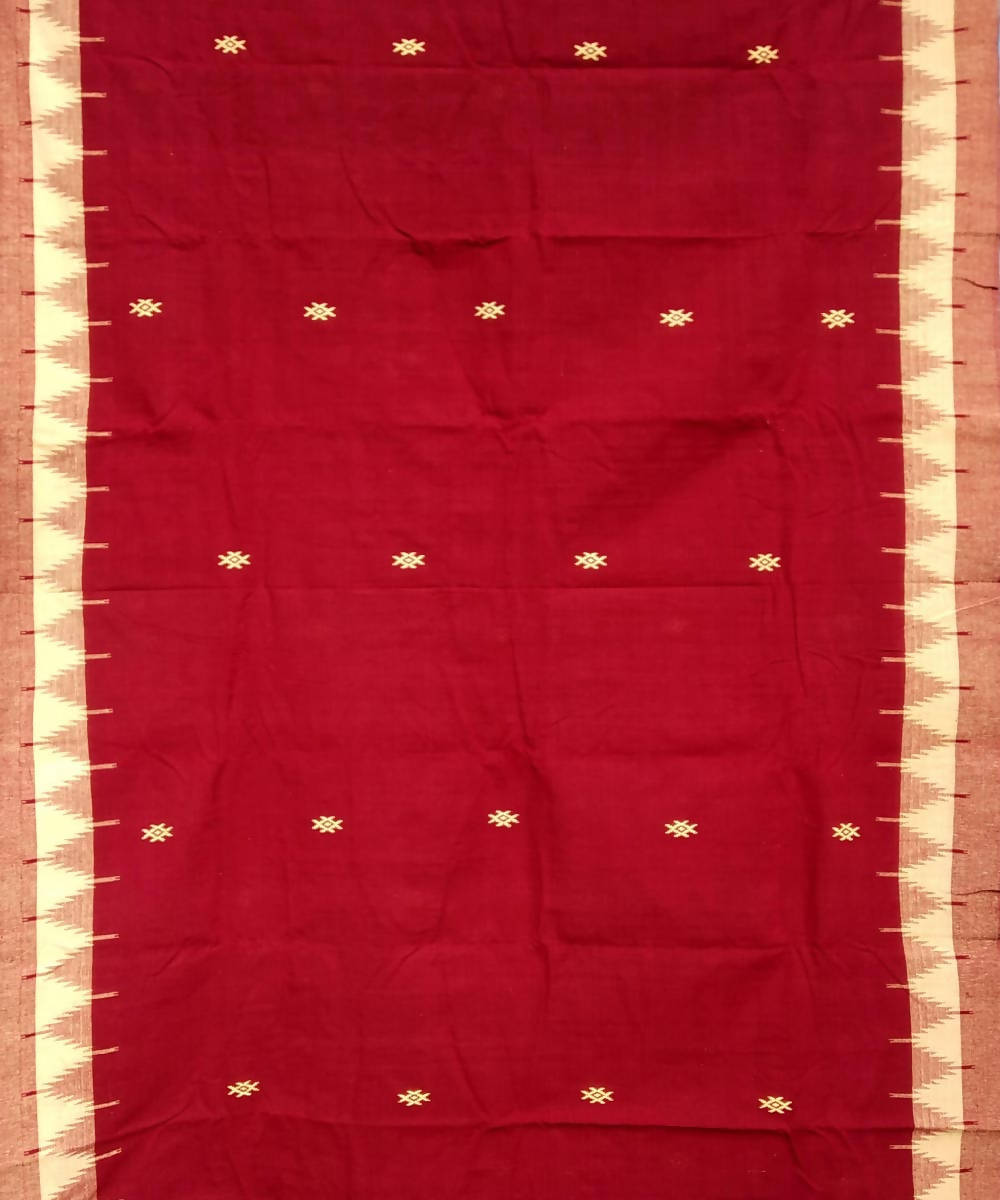 Orange black handwoven coarse cotton kotpad saree