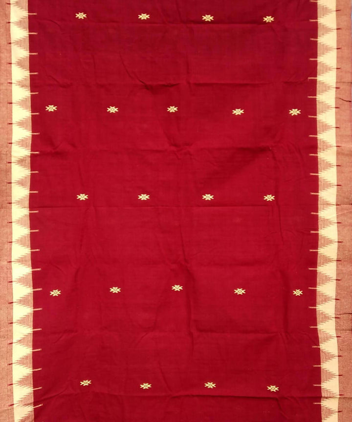 Orange black handwoven coarse cotton kotpad saree