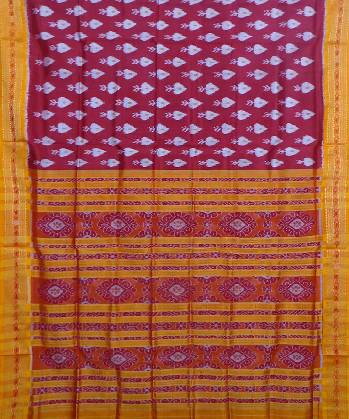Pink yellow handwoven silk khandua saree
