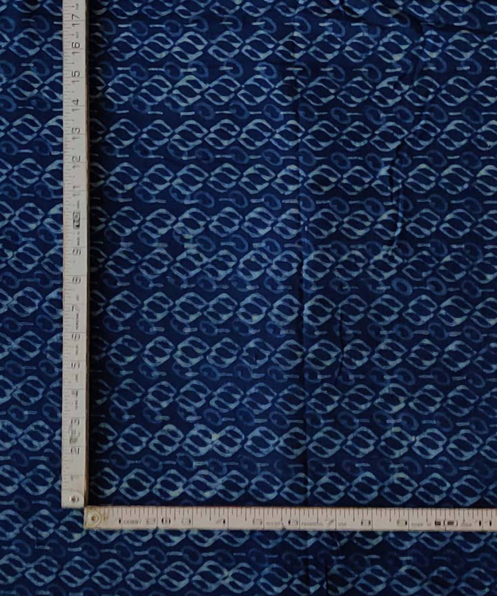 Handloom blue natural dye dabu handblock print handspun cotton kurta fabric (2.5m per qty)