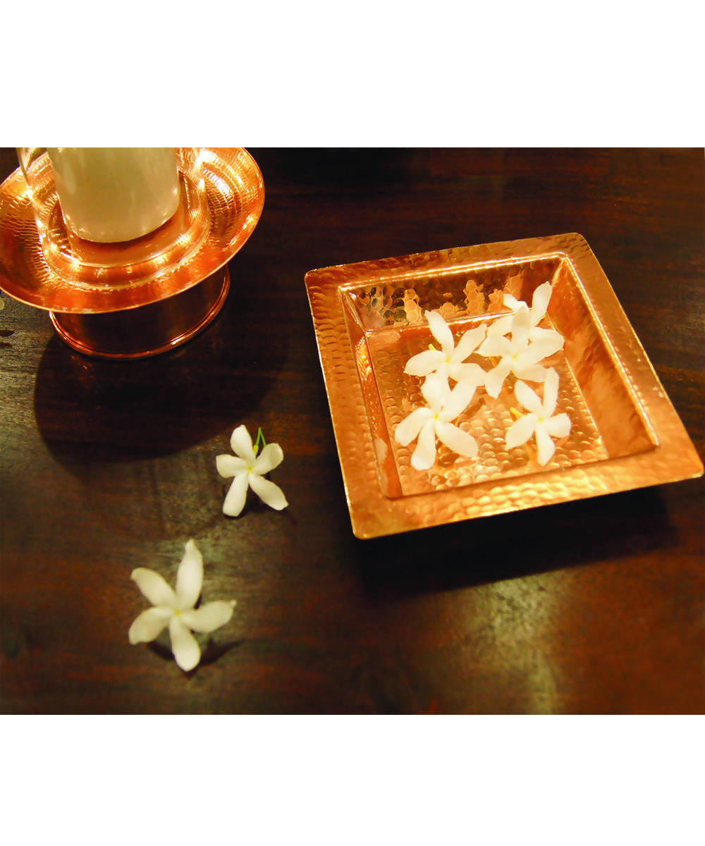 Handmade copper square platter