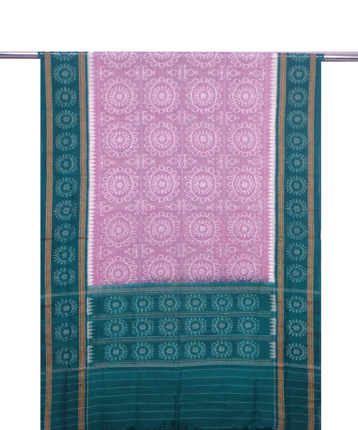 Grey green handwoven ikat cotton sambalpuri dupatta