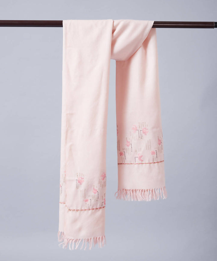 Light pink handwoven panchachuli wool lambswool stole