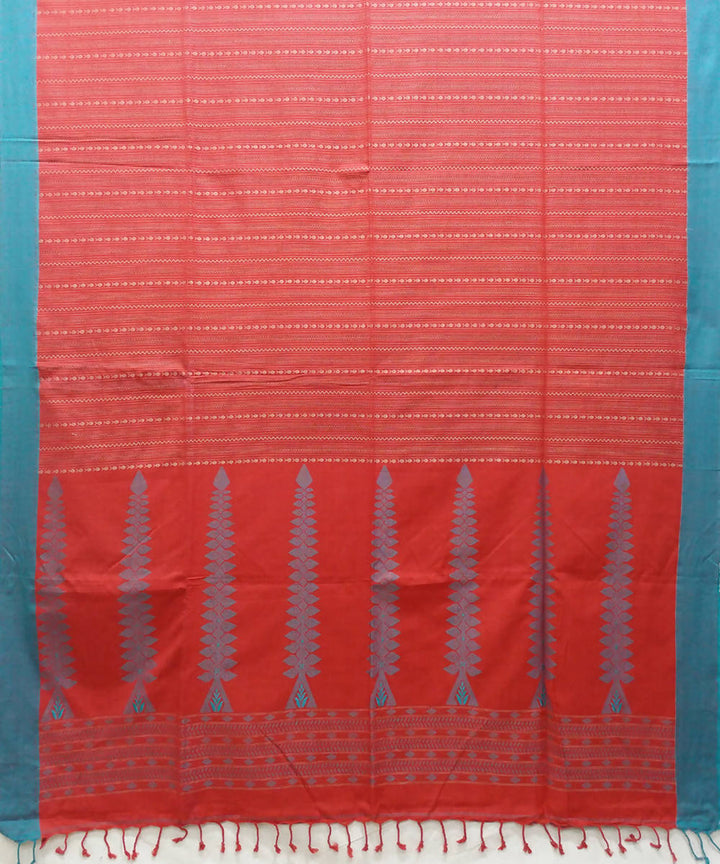Red bengal handspun handloom cotton saree
