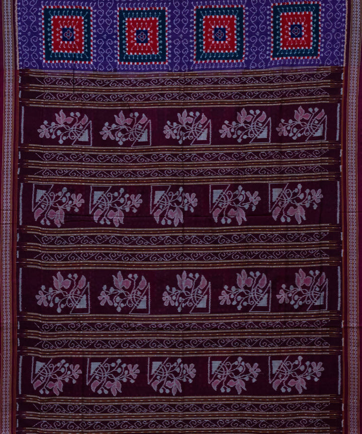 Burgundy electric violet handloom cotton sambalpuri saree