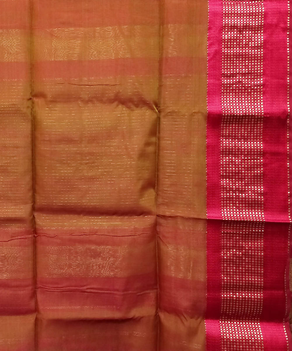 Olive green red handwoven cotton silk maheshwari saree