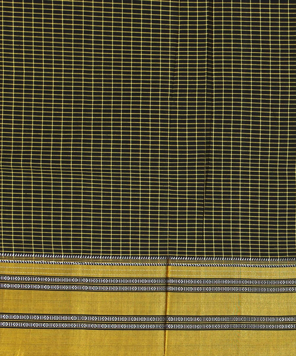 black yellow checks handwoven gomi teni border ilkal saree