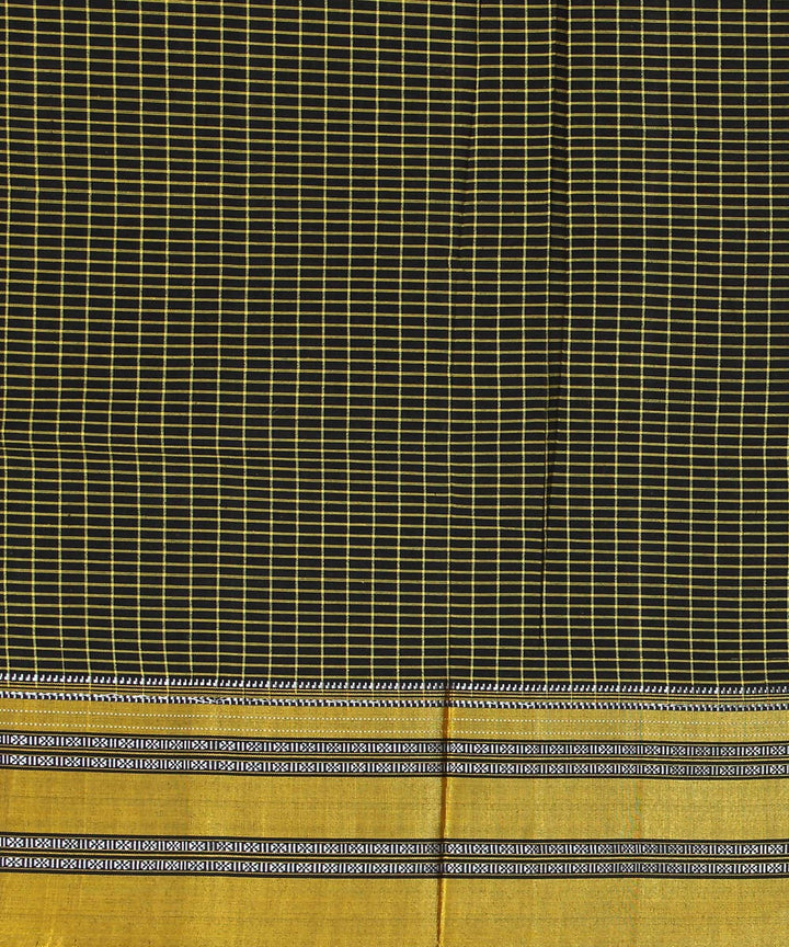 black yellow checks handwoven gomi teni border ilkal saree