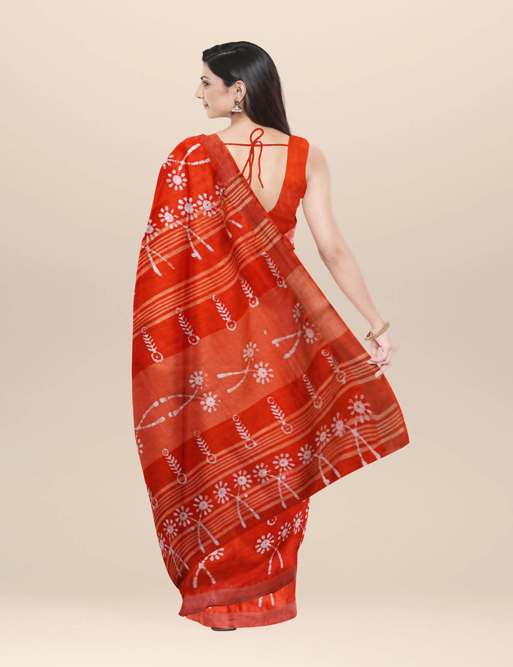 Pink Cotton Batik Saree