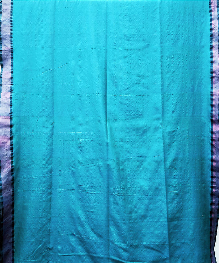 Light blue handwoven extra weft cotton silk Saree