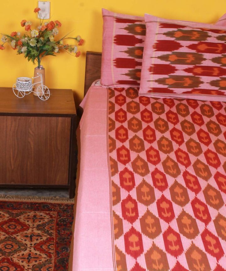 Multicolor Handloom Ikkat Cotton Bedsheet