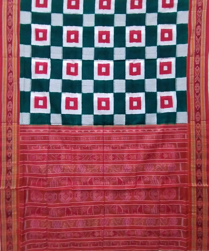 Multicolor red cotton handloom sambalpuri saree