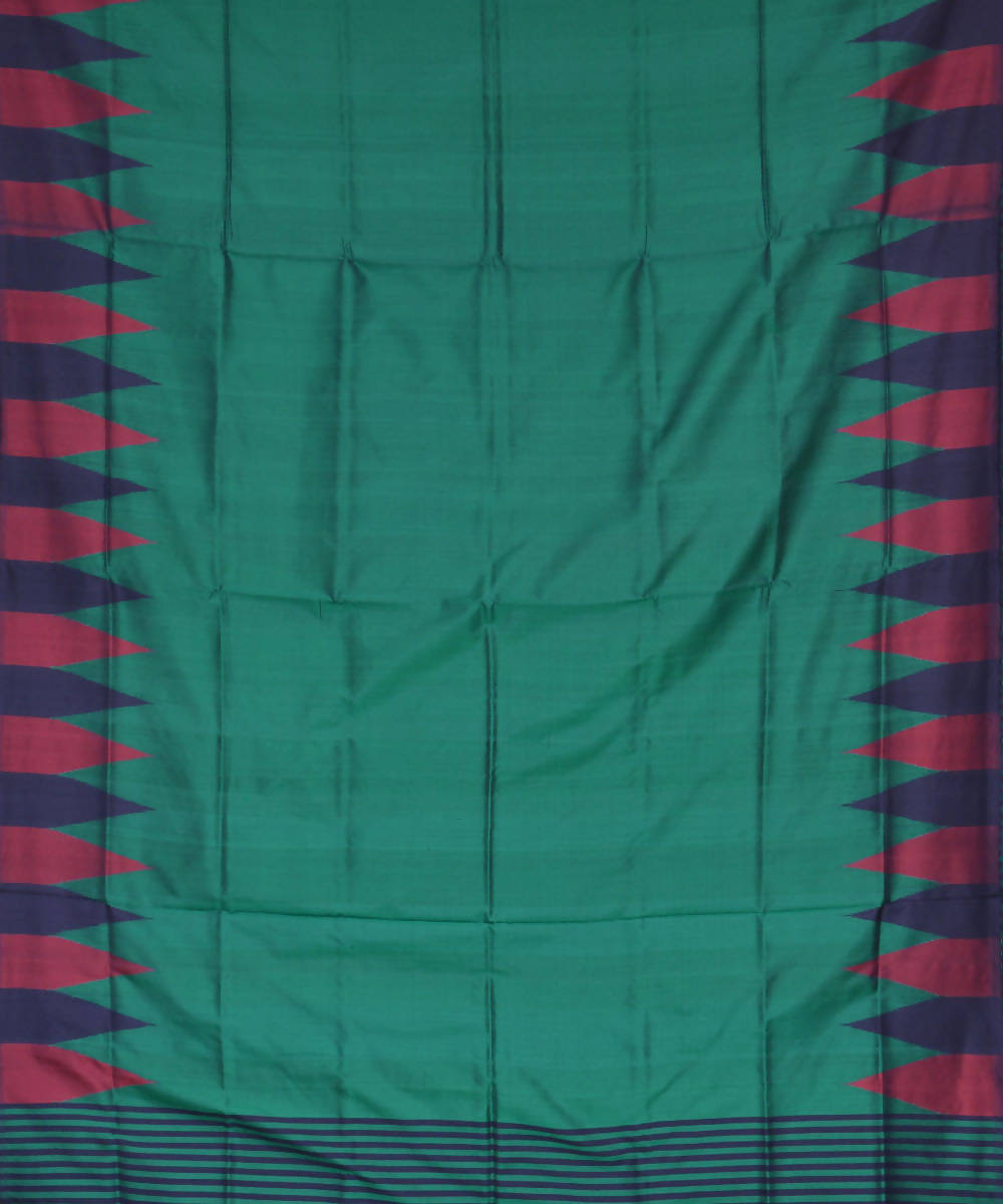 Forest green handwoven silk ikat sambalpuri saree