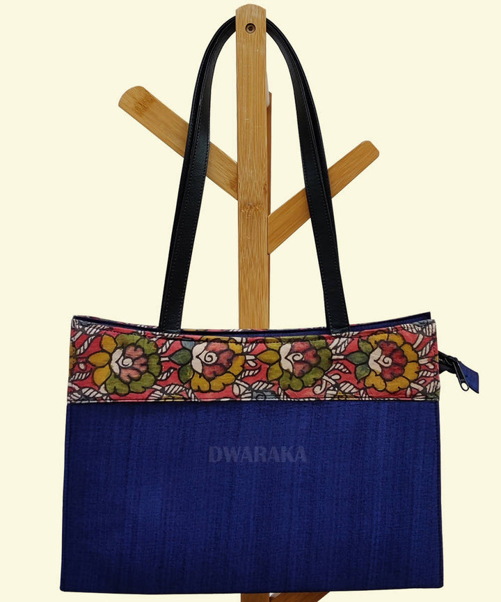 Blue hand painted kalamkari hand bag