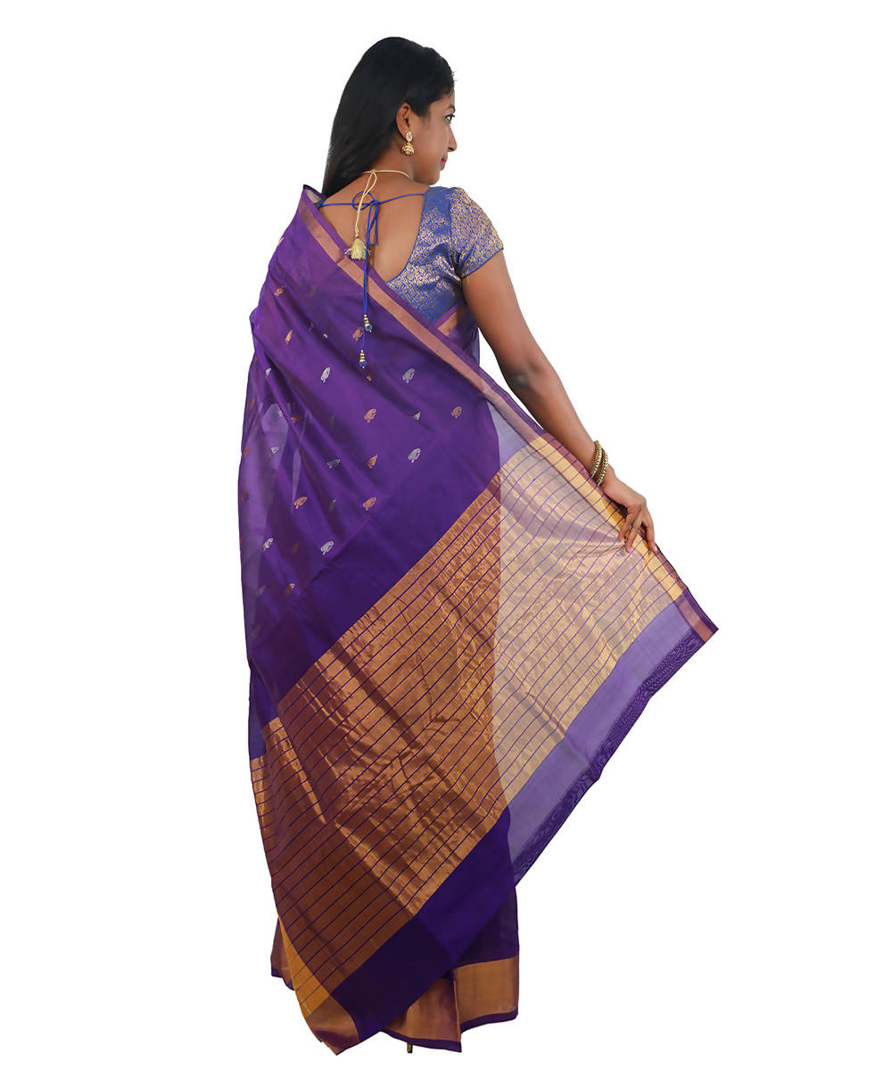 Purple venkatagiri handwoven cotton saree
