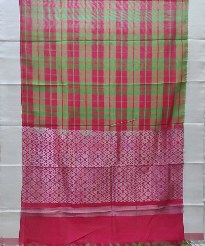 handwoven multicolor checks venkatagiri cotton silk saree