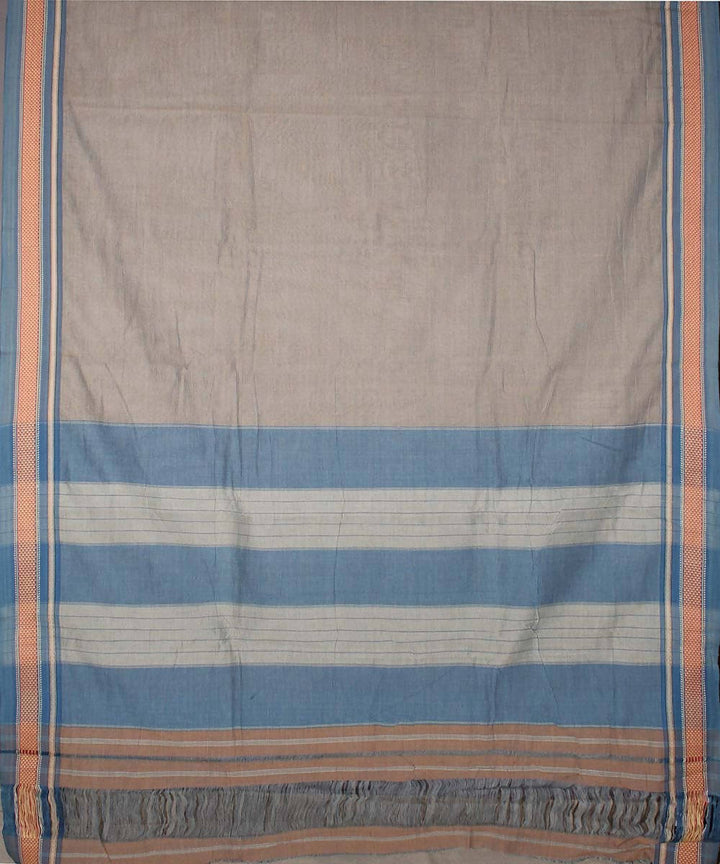 Beige handspun handloom natural dye cotton saree