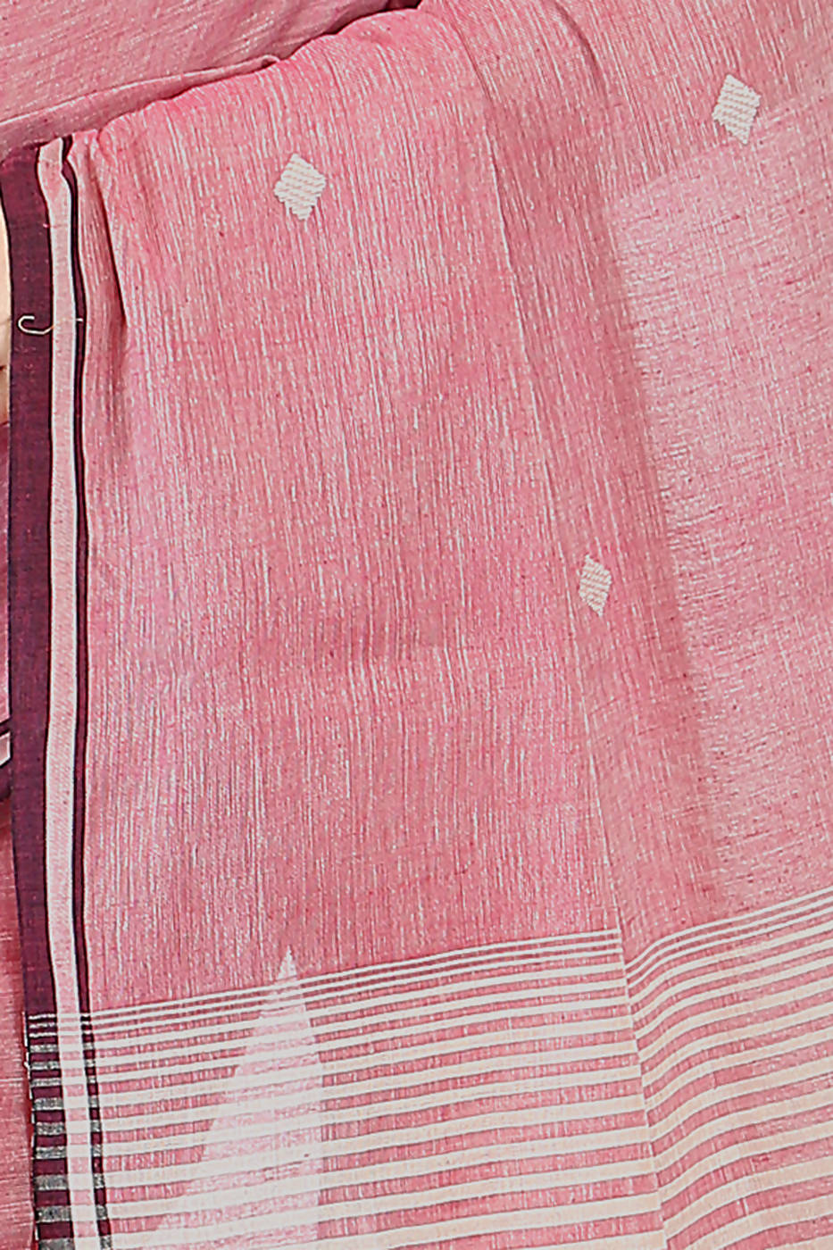 Handloom bengal baby pink cotton saree