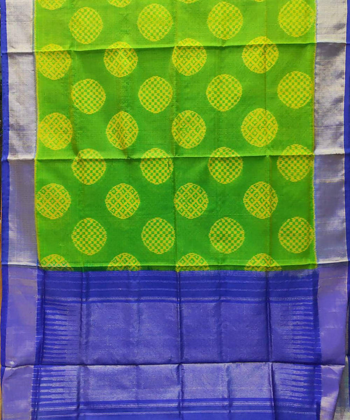 Green yellow and blue handloom ikat kota silk pochampally saree