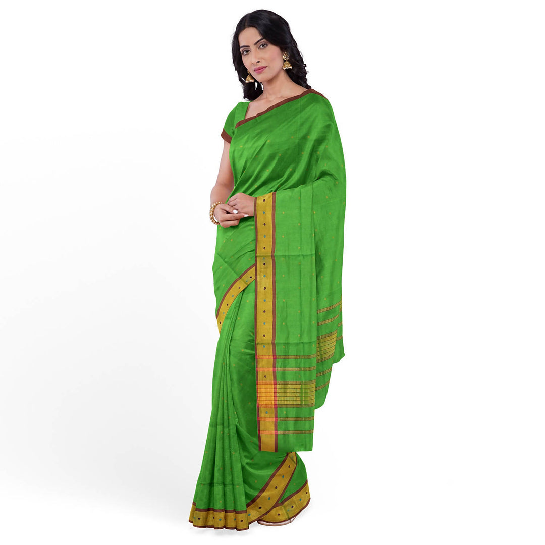 Light green handloom cotton venkatagiri saree