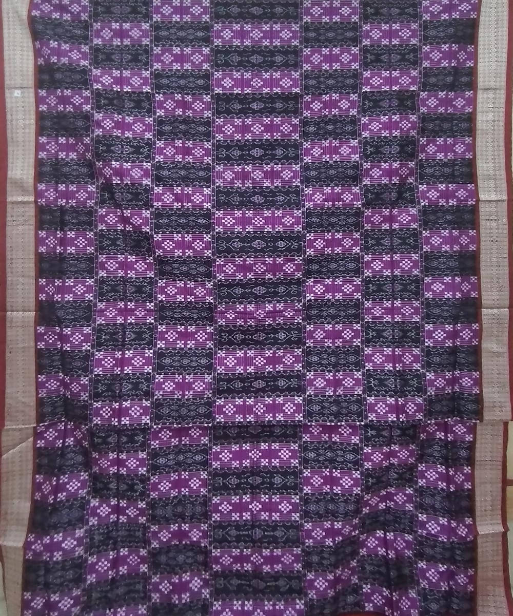 Black violet handwoven silk sambalpuri saree