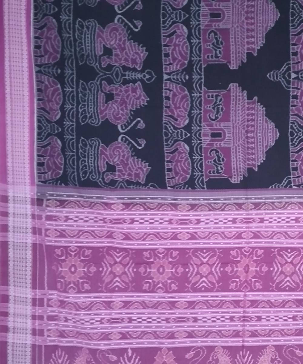 Black boysenberry handloom ikat cotton sambalpuri saree