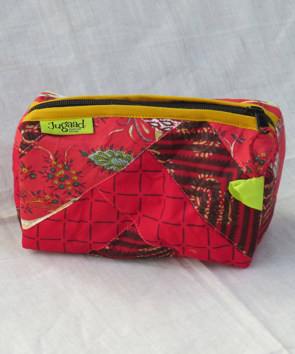 Red handmade cotton katran pouch