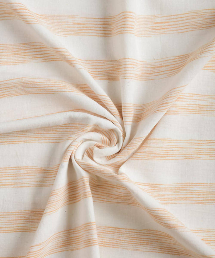 White yellow orange striped handwoven cotton fabric