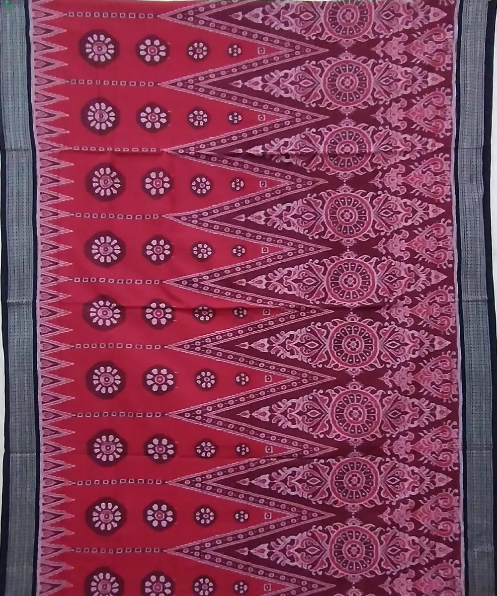 Amarnath red black handwoven cotton sambalpuri saree