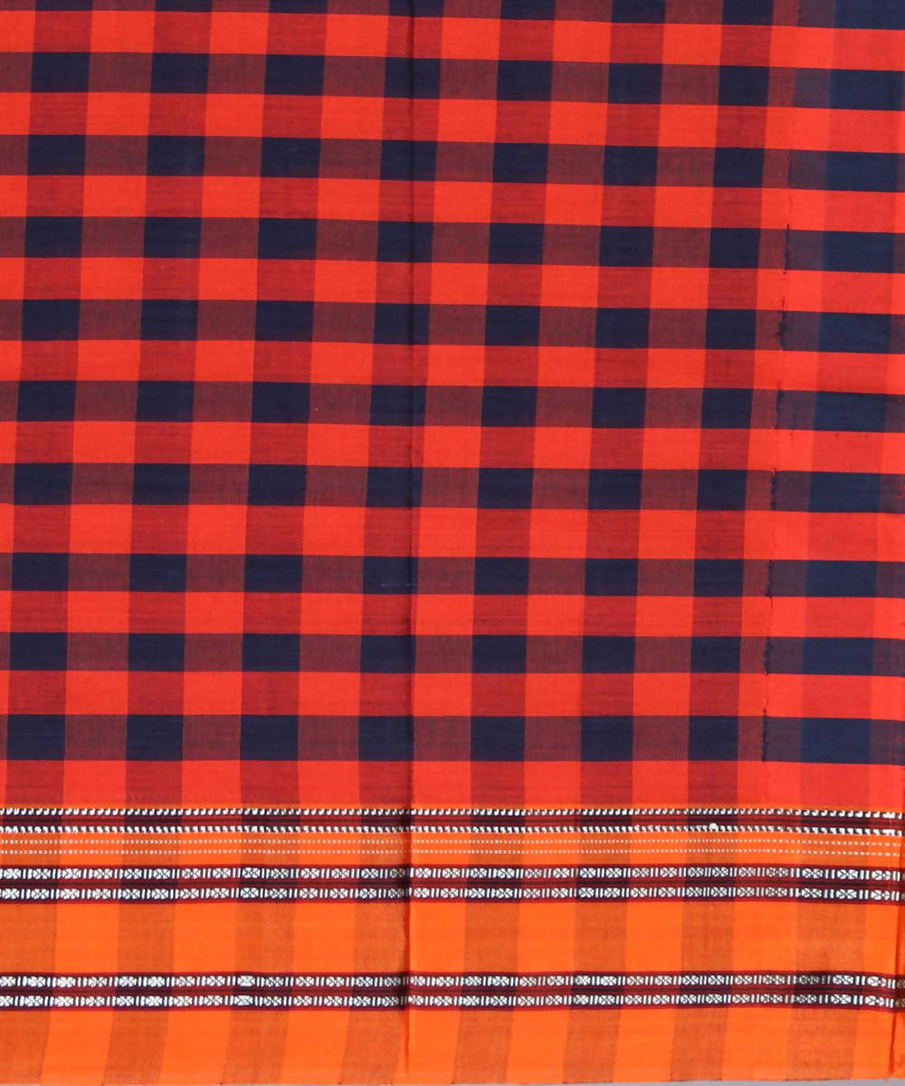 red navy checks handwoven gomi teni border ilkal saree