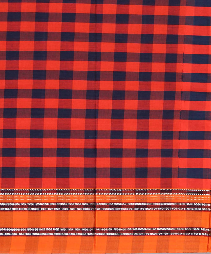 red navy checks handwoven gomi teni border ilkal saree